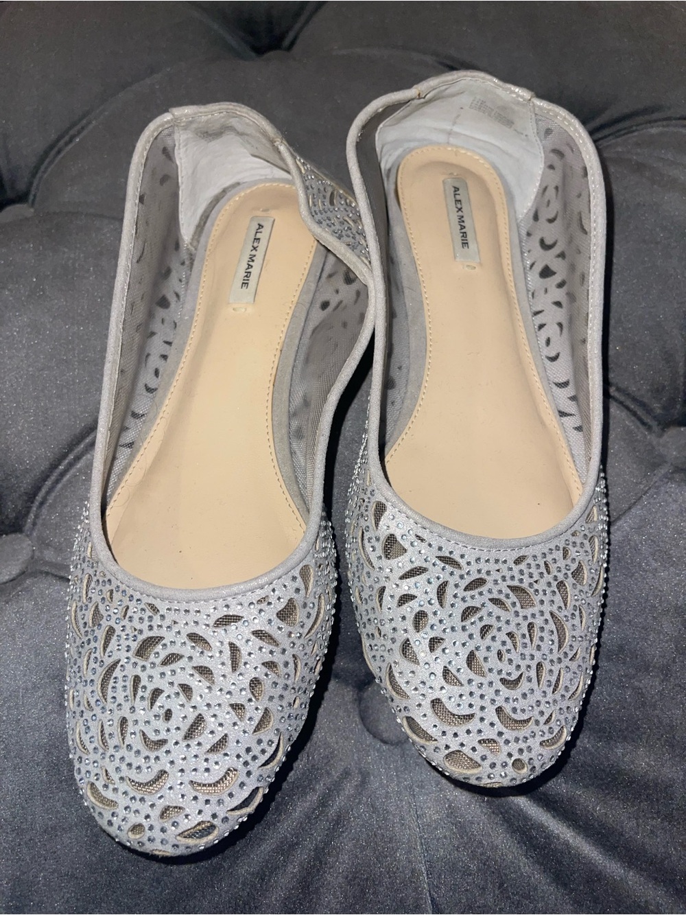 Alex Marie Silver Cutout Rhinestone Ballet Flats